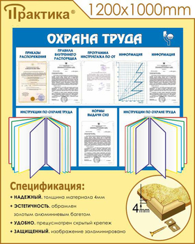 С96 Стенд охрана труда (с двумя перекидными системами) (1250х1000 мм, пластик ПВХ 3 мм, алюминиевый багет золотого цвета) - Стенды - Стенды по охране труда - магазин "Охрана труда и Техника безопасности"