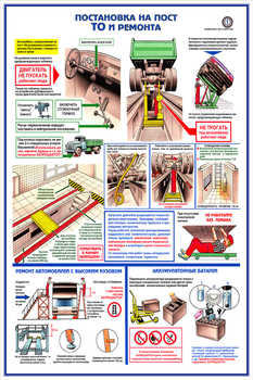 ПС04 Безопасность труда при ремонте автомобилей (ламинированная бумага, А2, 5 листов) - Плакаты - Автотранспорт - магазин "Охрана труда и Техника безопасности"